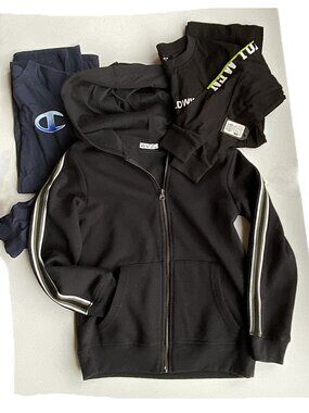 DEX  Black Hoodie, Kids Size M and 2 Long Sleeve T-shirts Set
